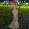 Grundläggande avslappnade klänningar 2024 Elegant explosiv paljettklänning Sexig V-ringning Party Pink High midja Set Hip Floor Length Dress Bankett Lång klänning J