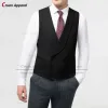 (16 cores) formal amarelo casamento masculino colete terno sem mangas jaqueta sob medida fino xale lapela noivo melhor homem