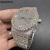 Luxury Diamonds AP Watch Apf Factory Vvs Iced Out Moissanite Can past Test Luxury Diamonds Quartz Movement Iced Out Sapphire 2tone Rose Gold Case Biger Bezel 821D2C