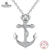 목걸이 Eudora New Sterling Sier Anchor and Hemp Rope 펜던트 목걸이 AAA Cubic Zirconia Sier Jewelry for Women 남자 D057