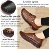 Leather, Crazysavage Soft Beef Tendon, Women's Flat Bottomed Loafers, Handcrafted Round Toe, Non Slip and Breathable, Mom's Casual Walking Shoes 391 5