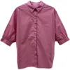 Женские блузки 2024, женская мода с коротким рукавом, сексуальная повседневная свободная однотонная рубашка с лацканами, топ 0603