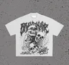 Erkek Tişörtleri Grafik Punk Hip Hop Baskı Y2K Üst Büyük Boy Gevşek Kısa Kollu Vintage Gotik Desen Erkek Gömlek Sokak Giyim 2024