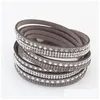 Bracelets de charme 10 couleurs Mtilayer diamant bracelets pour femmes en cuir Wrap charme bijoux mode à la mode en alliage bracelet strass Ban Dhctj