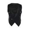 Men's Casual V-neck Vest Stripe One Grain Buckle Chain Leather Pocket Vest