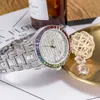 orologio al quarzo da uomo impermeabile con gradiente arcobaleno di alta qualità alla moda