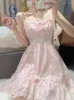 Vestidos casuais 2 peça vestido conjunto mulheres floral mini blusa coreano moda ternos kawaii roupas lolita festa 2024 verão