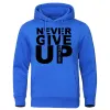 Herenhoodies Merk Oversize Sweatshirts Zacht los trainingspak Geef nooit op Print Herfst Winter Fleece Trui met capuchon