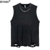 Heren Tanktops Zomer Heren Gewassen Vintage Vest Mouwloos T-shirt Plus Size Hip Hop Streetwear Met Ketting Dames heren Tees