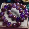 Bangles Genuine Natural Cacoxenite Quartz Purple Phantom Round Beads Women Stretch Bracelet 13mm 14mm Reiki Rare Stone AAAAA