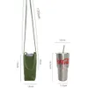 여행 휴대용 물병 가방 크로스 바디 간단한 단단한 컬러 컵 보호기 캔버스 보호 소매 스트랩 병 홀더