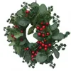 Decorative Flowers Christmas Wreath Simulation Trumpet Berry Leaf Door Hanging Window Props Decoration Suction Cups