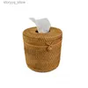 Tissuedozen Servetten Ronde Rotan Tissuebox Wijnstokrolhouder Toiletpapier Cover Dispenser voor Barthroom Home Hotel en kantoor Q240222