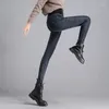 Dżinsowe dżinsy spodnie spodni wysokiej talii jesień i zima duże rozmiary chude elastyczne pantelones vaqueros mujer