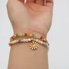 Bedelarmbanden Bohemen-stijl Parel Daisy Veelkleurige kralenarmbandset voor dames Delicaat Verstelbaar Mode-sieraden Feestcadeau 2024 A0118