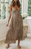 Grundlegende Freizeitkleider Foridol Elegantes rückenfreies Spitzen-Sommerkleid Damenbekleidung Ärmelloses Leoparden-Maxi-Boho-Strandkleid Damen Lang Vesido Feminino J240222