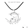 Pendant Necklaces 2Pcs/Set Black White Cat Couple Necklace For High Quality Stainless Steel Pendant Leather Rope Fashion Jewelry Set D Dh9Ir