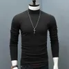 冬の温かい男性模擬首の基本プレーンTシャツブラウスプルオーバー長袖トップオスのアウトウェアスリムフィットストレッチファッションセーター240220