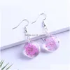 Dangle & Chandelier Sell Dried Flower Glass Pendant Sier Plating Hook Dangle Earring For Women Unique Design 10 Color Drop Fashion Dr Dh19G