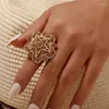 Cluster Rings Korean Delicate Crystal Flower For Women Girl Champagne Color Personality Midi Finger Anillos Valentine's Day Gift