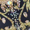 LIUHUO Kleuren aanpassen Gesynchroniseerde badpakken Meisjes Dames Kwaliteit Kristallen Rekbare kwaliteit Strass Zwemteamprestaties Zwart BD1899