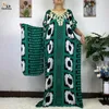 Ethnic Clothing Muslim African Dress Solid Color Printed Cotton Women Summer Short Sleeved Islamic