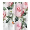 Rideau Rose Floral Impression Numérique Transparent Avec Oeillets Lavable en Machine