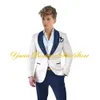 Abito da matrimonio per ragazzi, scialle con risvolto, jacquard, smoking bianco, giacca formale, pantaloni, set da 2 pezzi, blazer per bambini