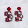 Stud Navidad Charm Stud Pendientes para mujeres Rojo Verde Moda Diseño geométrico Árbol de coco Corazón Hohoho Carta Santa Claus Drop Dan Dhrvm