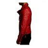 Jaquetas masculinas Jaqueta de couro masculina Slim Fit Biker Red Lambskin