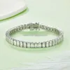 Sıcak Satış Buz Çıkışı 925 Gümüş Altın Kaplama Uzunluk 16cm 18cm 20cm Bilezikler 0.5Ct Emerald Cut Moissanit Tenis Bilezikleri