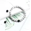 Con cuentas New Handemade Mate Negro Blanco Onxy Howlite Beads Pulsera para mujeres Hombre 8 mm Piedra natural Elástica Joyería de moda Regalo Drop D DHQTR