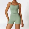 Ll Womens Yoga Two Piece Set Suit Vest Short Pants Excerise Sport Gym Running Trainer Summer Shorts Elastic High Waist Sportwear Ll8519