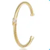 Designer Fashion Jewelry Twisted X Bracelet Gold Charm Sliver 925 Sterling Silver Bracelets Braided Cross Bangle Diamond Zircon Luxury Birthday Gift for Women X6