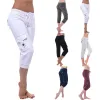 Spodnie letnie spodnie damskie spodnie ładunkowe solidne jogger wielopaskienne sprężyste sporne spodnie sportowe joga joga casual capris nowy