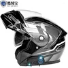 Caschi moto Casco integrale da uomo Bluetooth Resistenza più lunga Antiappannamento Impermeabile Doppia lente Sport fantastici Approvato DOT