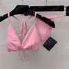 Sexy Triangle Thong Bikinis Lace Up Bra Biquinis Women Hollow Knit Swimwear Swim Wear Beach Clothes Two Pieces Set