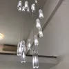 Lustres modernos longos LED candelabro espiral de cristal iluminação escada teto lâmpada display quarto el hall lâmpadas interiores