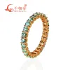 Rings 0.1ct 3mm green color round moissanite diamond ring s925 silver Eternity Band jewelry Engagement Ladies men