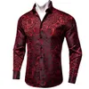 Rode Bloemen Paisely Luxe Shirts Voor Man Club Wear Zijden Mannen Shirt Hoge Kwaliteit Lange Mouw Singal Breasted Lente herfst Mannelijke Tops 240125