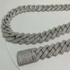 i lager 14mm breda Moissanite Diamond Cuban Link 925 Silver Fullt Iced Out VVS Hip Hop Jewelry Chain Armband