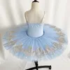 Scenkläder 2024 Blue Bird Purplel Professional Ballet Dance Tutu Ruffle Edges Classic Dress for Girls Women Performance