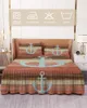 Bed Skirt Vintage Red Wood Grain Anchor Elastic Fitted Bedspread With Pillowcases Mattress Cover Bedding Set Sheet