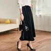 Spódnice moukyun długie plisowane dla kobiet wiosna jesienna elastyczna elastyczna moda moda linijka elegancka biuro luksusowa spódnica midi