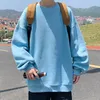 Men's Hoodies Casual Spring Solid Long Sleeve Tops Tee For Man Fashion Loose O-Neck Simple Shirts Men Clothing Streetwear Oversize