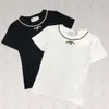 Women T Shirt Designer T koszule Kobiet dekoltowy metalowy łańcuch tkanin Diamonds Graphics TEE Okoła szyja Koszula z krótkim rękawem