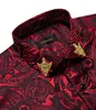 Rode Bloemen Paisely Luxe Shirts Voor Man Club Wear Zijden Mannen Shirt Hoge Kwaliteit Lange Mouw Singal Breasted Lente herfst Mannelijke Tops 240125