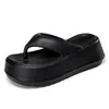 Summer Slipper Eva High Heel Thick Sole Herringbone Slippers for Womens Home Anti Slip Flip Flops Black