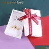 Other Fashion White Fancy Paper Gift Box For Necklace Ring Bracelet High Quality Cardboard With Big Red Ribbon Bow Drop Delivery Jewel Dh7Sn