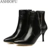 Сапоги ASHIOFU, женские туфли ручной работы на высоком каблуке с острым носком для вечеринки, выпускного вечера, зимняя модная обувь до щиколотки, вечерние короткие туфли S